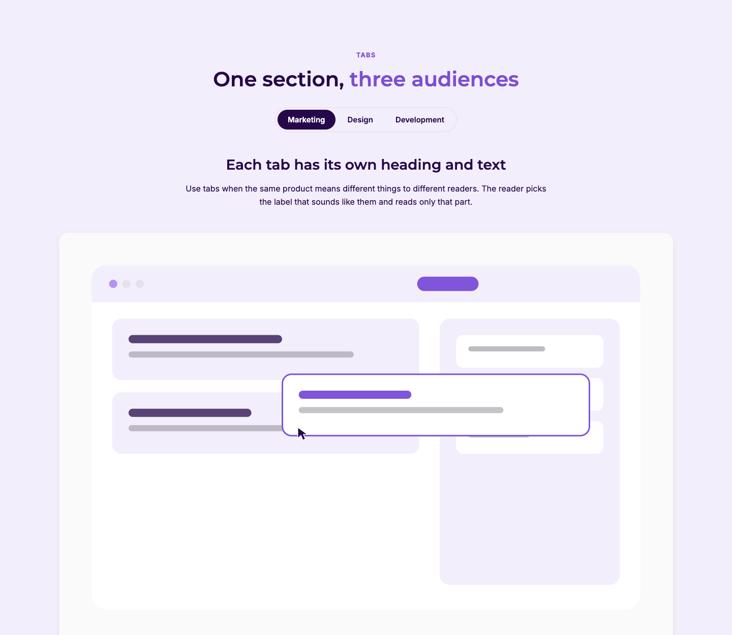The switcher on the software front page: tabs above a set of cards